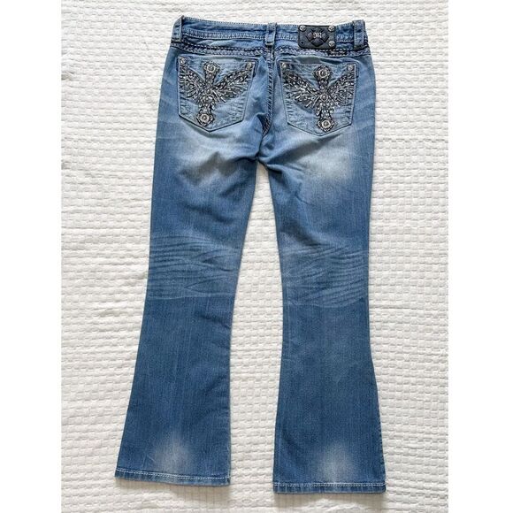 Miss Me Womens Size 29 Signature Rise Boot Cut Jeans Embellished Back Pockets - Picture 1 of 14